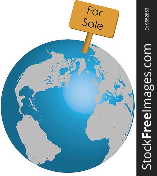 Earch planet with for sale banner. Earch planet with for sale banner