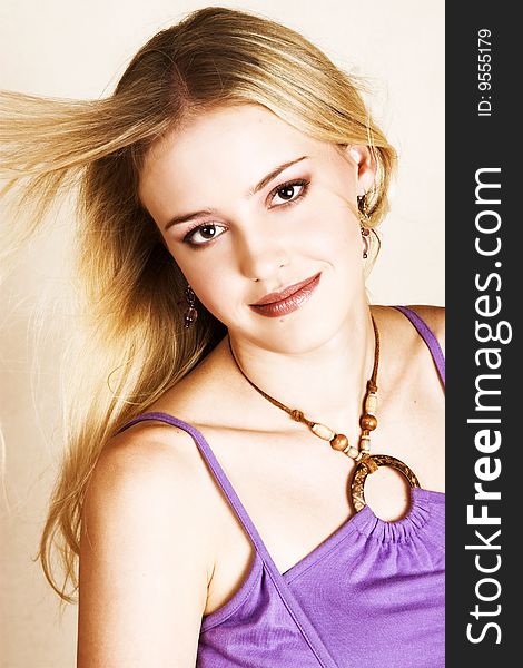 Beautiful young blond female with striking eyes. Beautiful young blond female with striking eyes