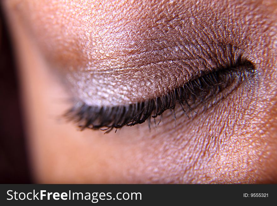 Closed eye of afro american woman