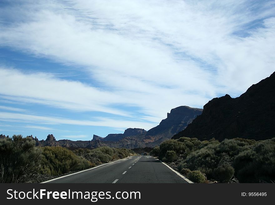 The road around Teide volcano, Canary islands