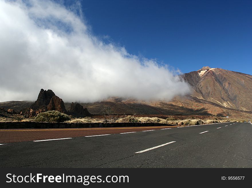 Road in Tenerife Teide park, Canary