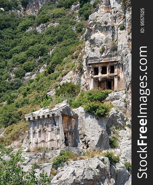 Lycian tombs in Demre, Turkey