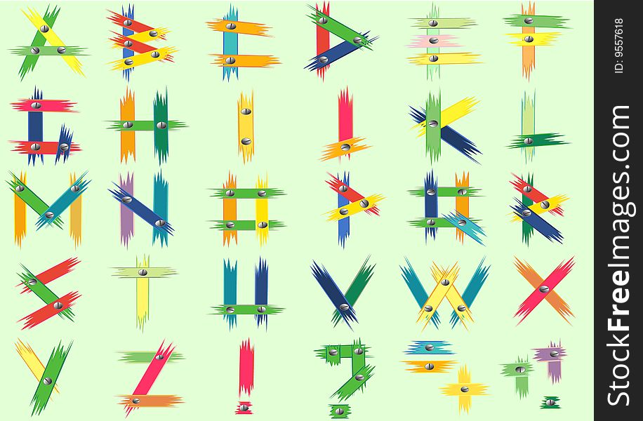 The English alphabet, color abstraction