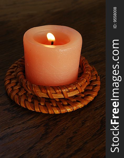 Candle On Wood