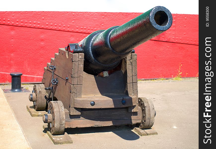 One old ancient cannon, nobody.  historical. One old ancient cannon, nobody.  historical