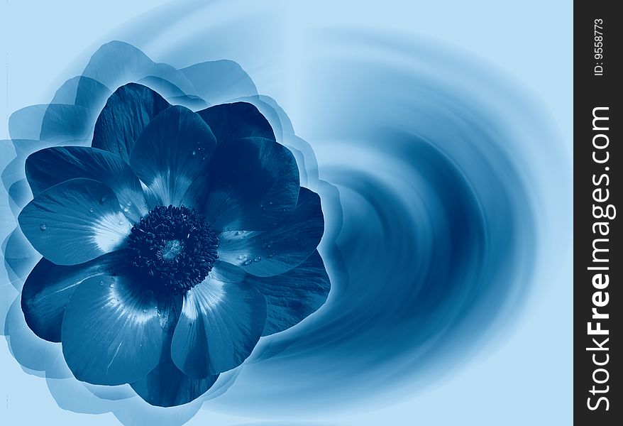 Fantasy - stylized flowers in blue color, cyanotypy. Fantasy - stylized flowers in blue color, cyanotypy