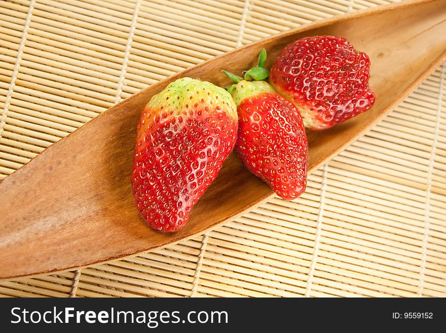 Fresh Strawberries In A Dried Coco Leaf