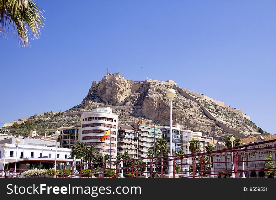 The historic fort on the top of the Alicante mountain. The historic fort on the top of the Alicante mountain
