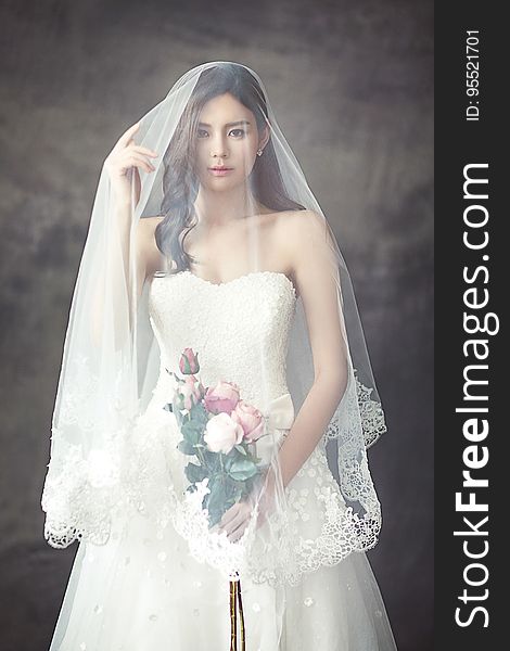 Gown, Wedding Dress, Veil, Bride