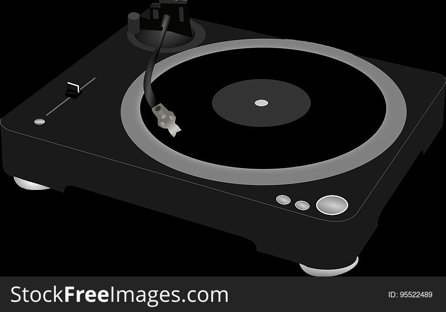 Black, Black And White, Record Player, Technology