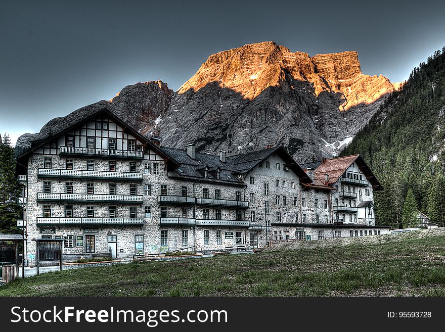 Country Hotel On Mountain Landscape