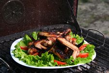 Chicken Legs On The Grill With Vegetables Stock Image Chicken Legs On The Grill With Vegetables Stock Image