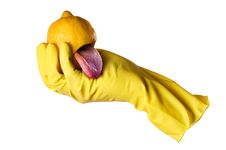 Yellow Rubber Glove And Lemon Stock Photos Yellow Rubber Glove And Lemon Stock Photos