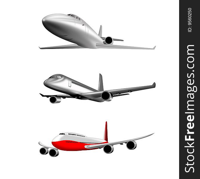 Rendered illustration of a commercial aircraft isolated on white background. Rendered illustration of a commercial aircraft isolated on white background