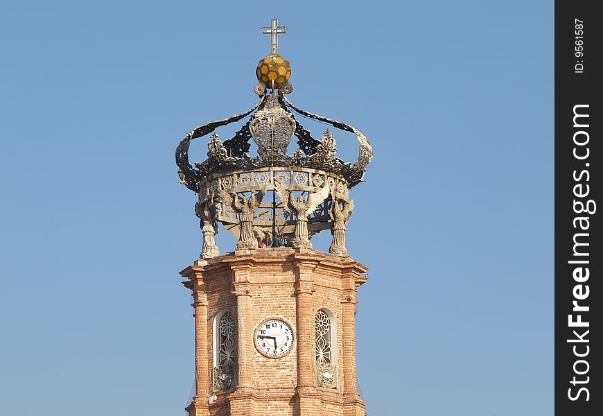 Puerto Vallarta Mexico clock tower crown. Puerto Vallarta Mexico clock tower crown