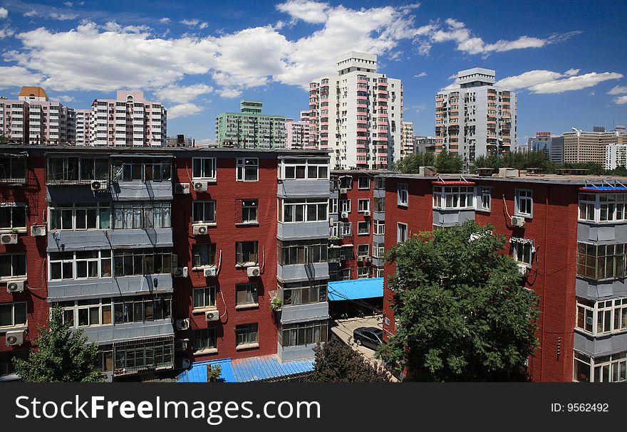 A General Living Area in Beijing,China.Summer,Blue sky. A General Living Area in Beijing,China.Summer,Blue sky.