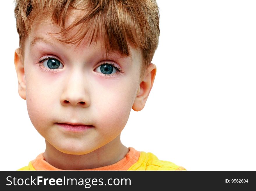 Beautiful portrait of a boy on a white background