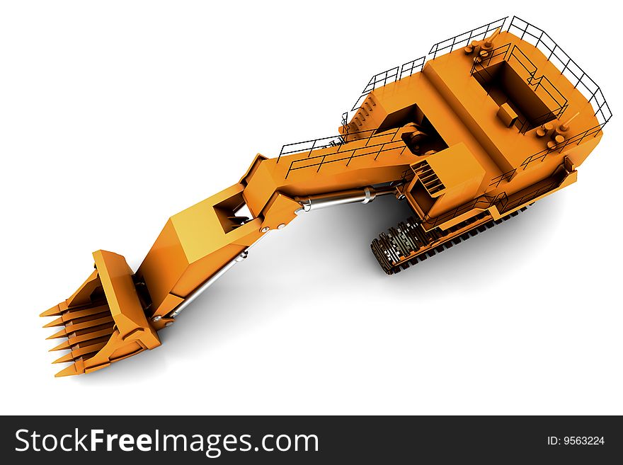 Larger orange digger isolated on white background