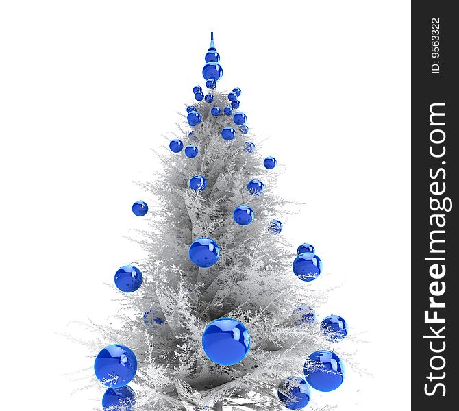Light grey christmas tree with blue balls