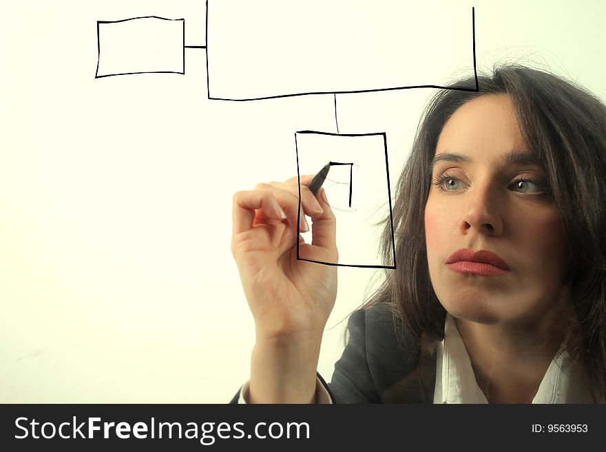 Business woman drawing a graphic. Business woman drawing a graphic