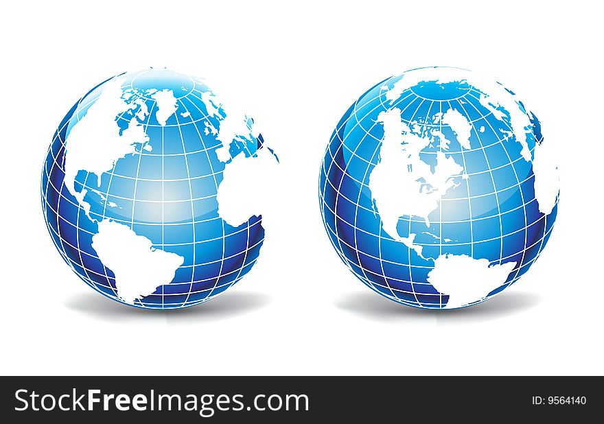 Vector globes isolated on white background