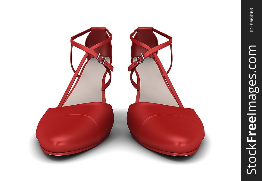 Two red woman shoes isolated on white