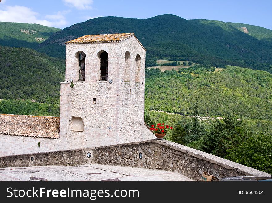 Photo of umbria church in the mountains. Photo of umbria church in the mountains
