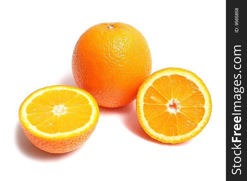 Ripe orange section isolated on white background