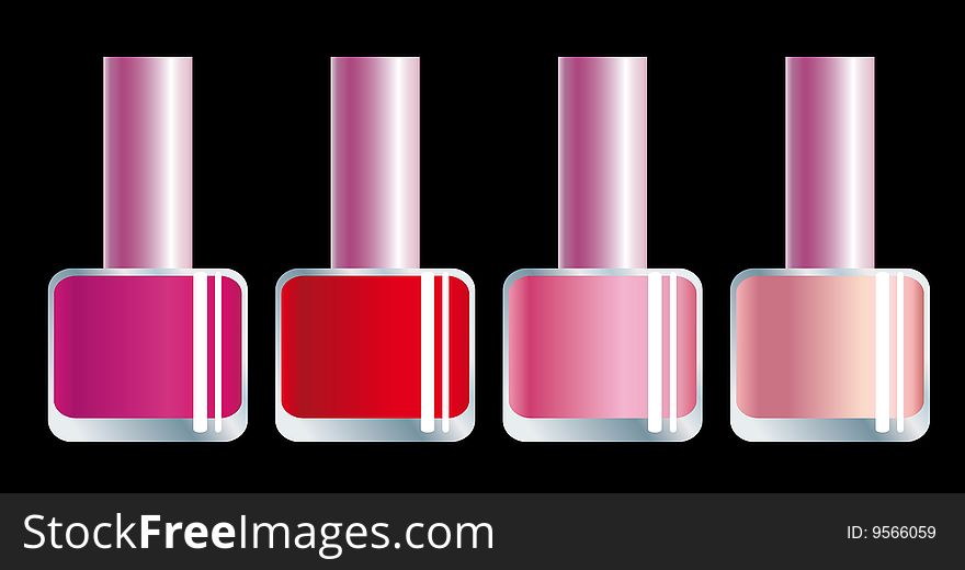Nail polishes of different colours