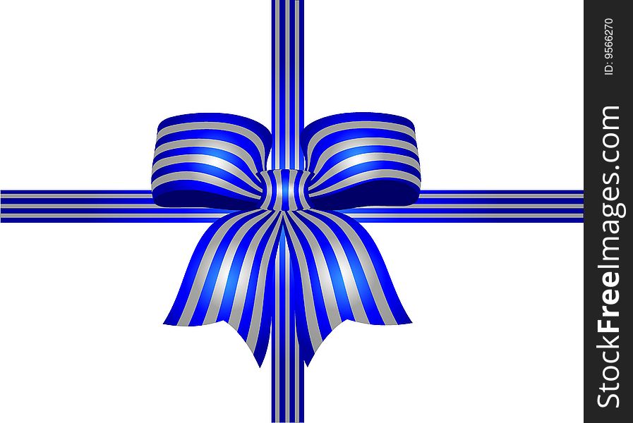 Blue Ribbon With Siver Stripes
