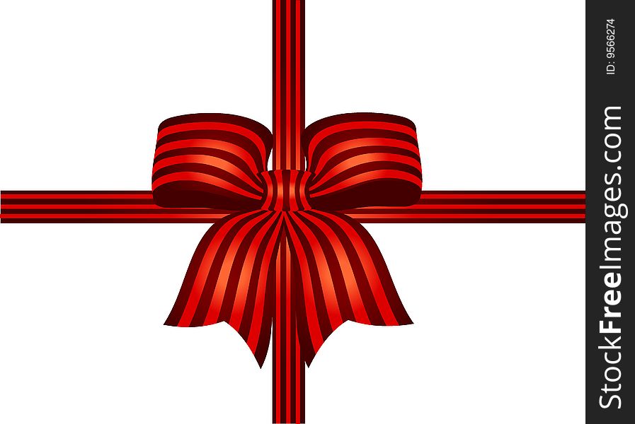 Red Ribbon With Golden Stripes