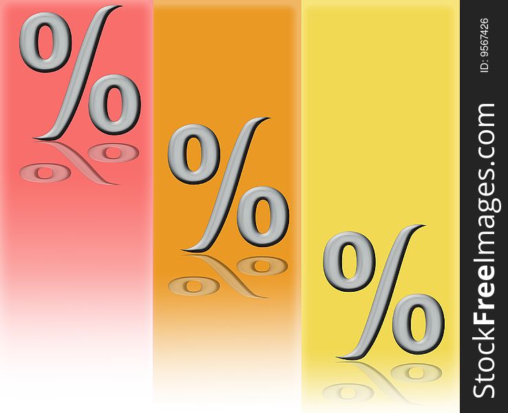 Variant of percent on rose, yellow and orange background. Variant of percent on rose, yellow and orange background
