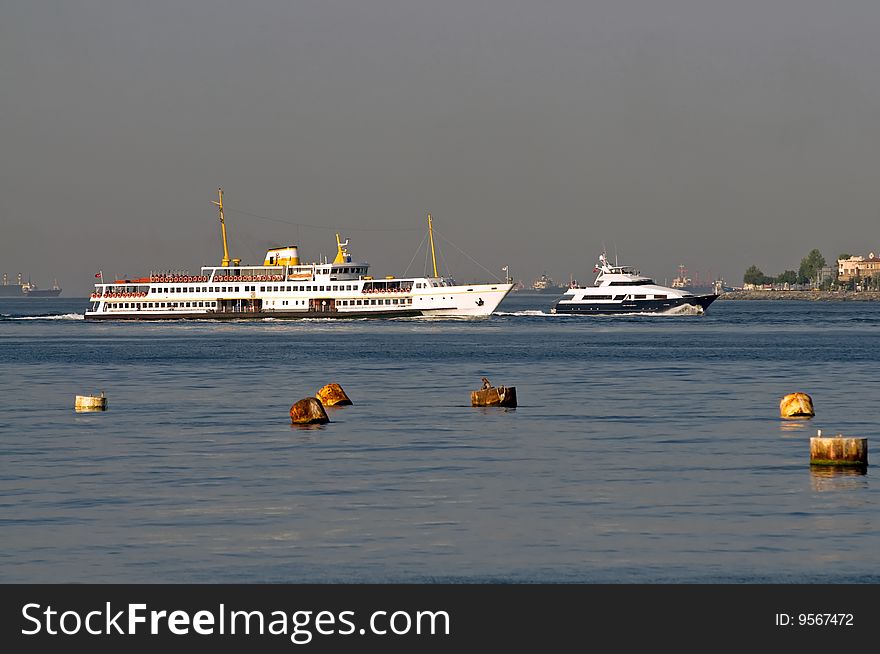 Istanbul - Ferry passing by Hagia Sophia