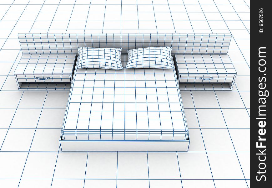 Sofa on white. 3D rendering
