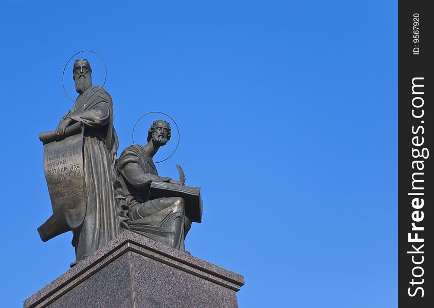 Monument in Kiev on a dark blue background