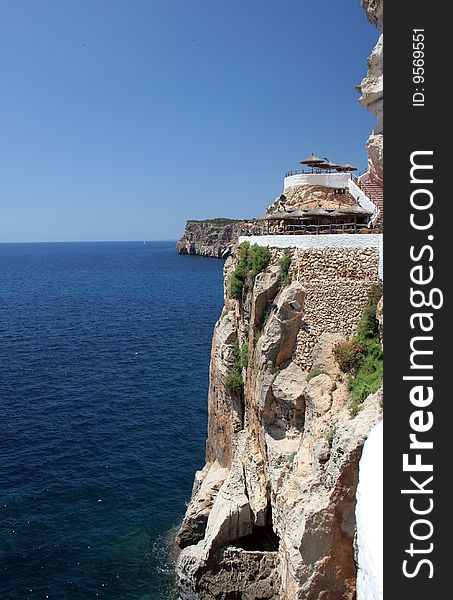 Terraces on the cliffs above the Meditarranean sea in Balearics
