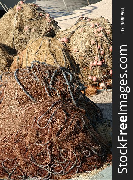 Heaped fishing nets