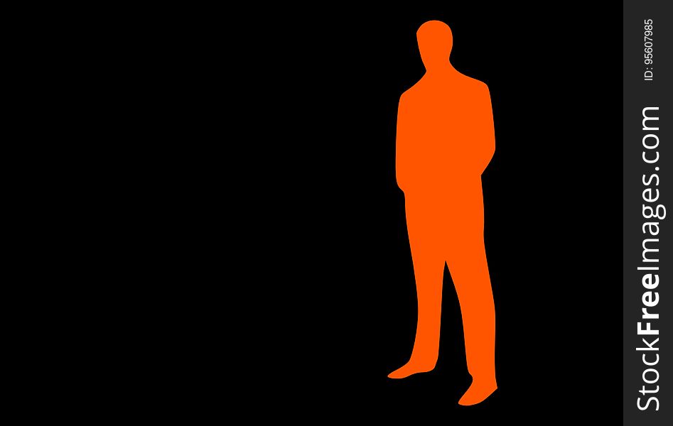 Black, Standing, Silhouette, Orange