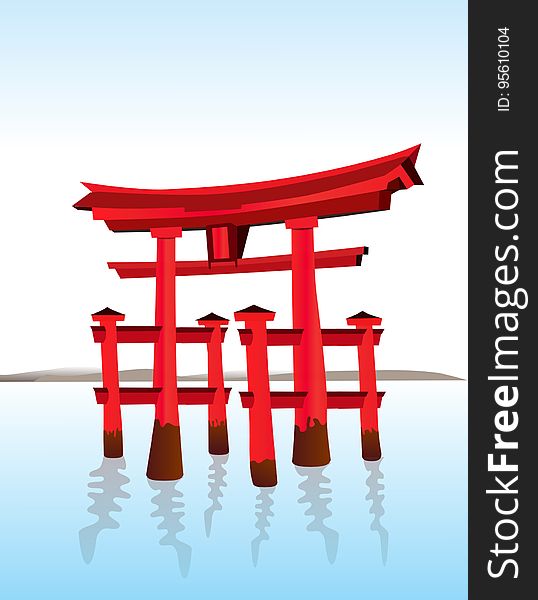 Red, Torii, Text, Product