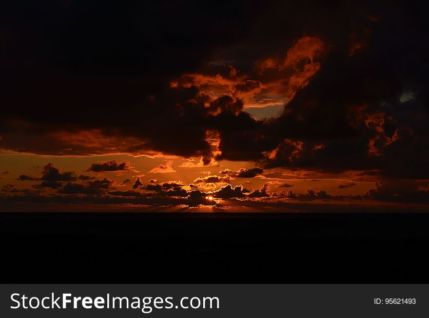 Sky, Afterglow, Horizon, Sunset