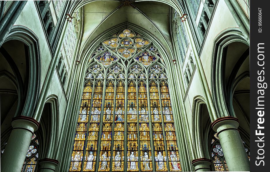 Stained Glass, Landmark, Cathedral, Gothic Architecture