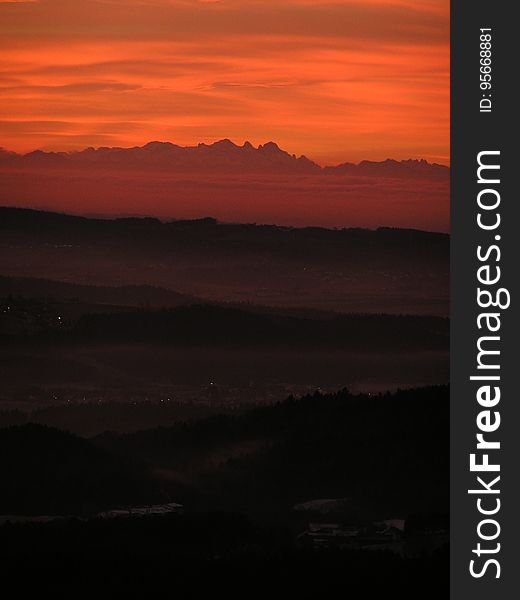 Sky, Red Sky At Morning, Afterglow, Horizon