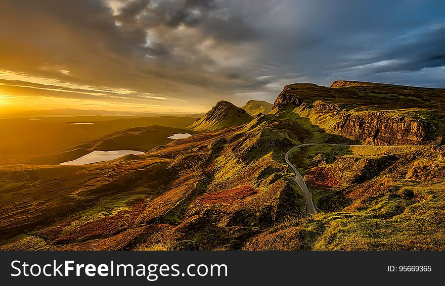 Sky, Highland, Dawn, Rock