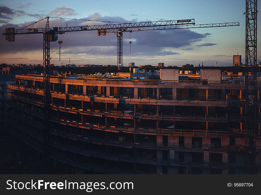 Construction Site At Sunset