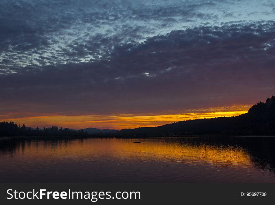 Sunset on Foster Lake, Oregon