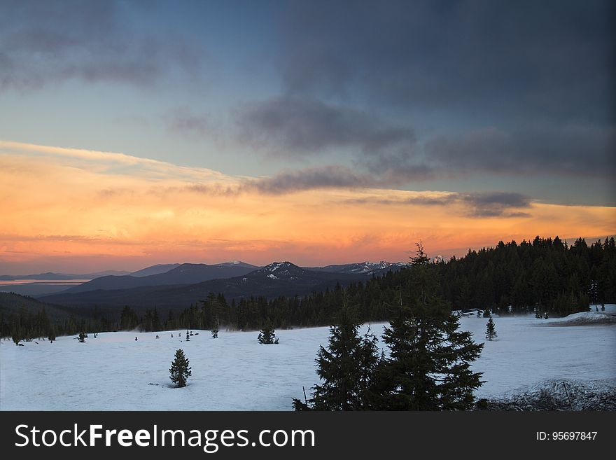 Sunset looking towards the south from Crater Lake. Sunset looking towards the south from Crater Lake