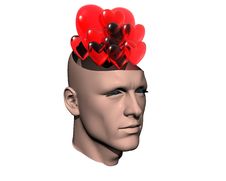 3D Men Cracked Head With Heart Royalty Free Stock Photography