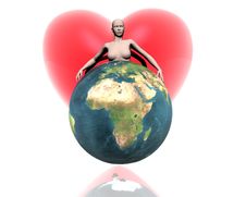 3D World Africa With Girl And Heart Stock Images 3D World Africa With Girl And Heart Stock Images