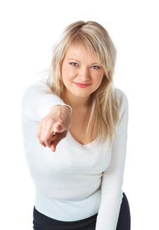 Young Woman Pointing Stock Images