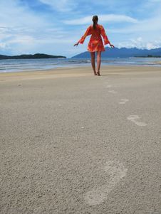 Young Woman On A Beach Royalty Free Stock Photo Young Woman On A Beach Royalty Free Stock Photo